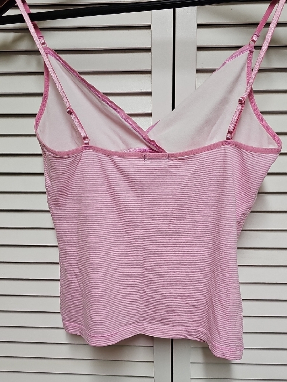 Like New Vintage 100% Cotton J. Crew Pink Striped Cami Top Adj Straps Lined Cups - Picture 5 of 7